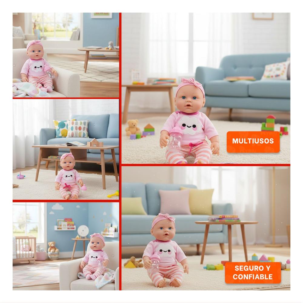 Companera Tierno Rosada con Chompa Nube y Pantalon Rayas para Bebe Hogar Y+Post It