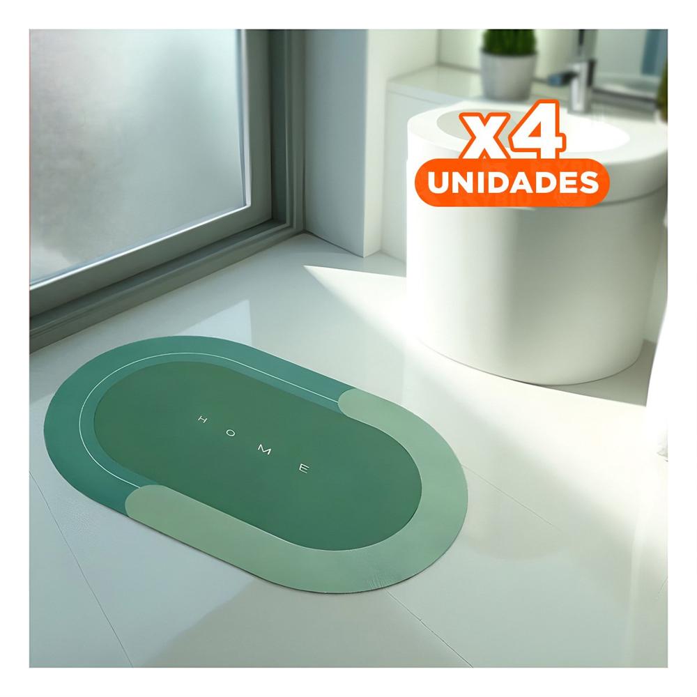 Pack4 Tapete Suave Home Verde Material Resistente y Ligero para Uso Diario