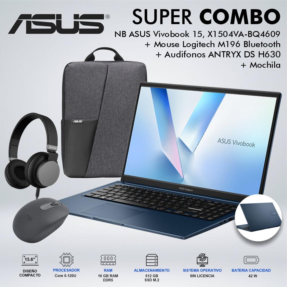 LAPTOP ASUS VIVOBOOK 15 INTEL CORE 5 120U  MEMORIA 16GB DDR5 DISCO 512GB SSD M2