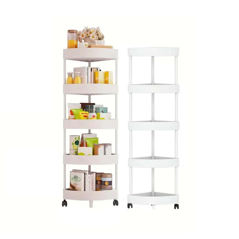 Soporte Movil 5 Niveles Con Ruedas Blanco Diseno Comodo y Facil de Limpiar Y+Papel Regalo