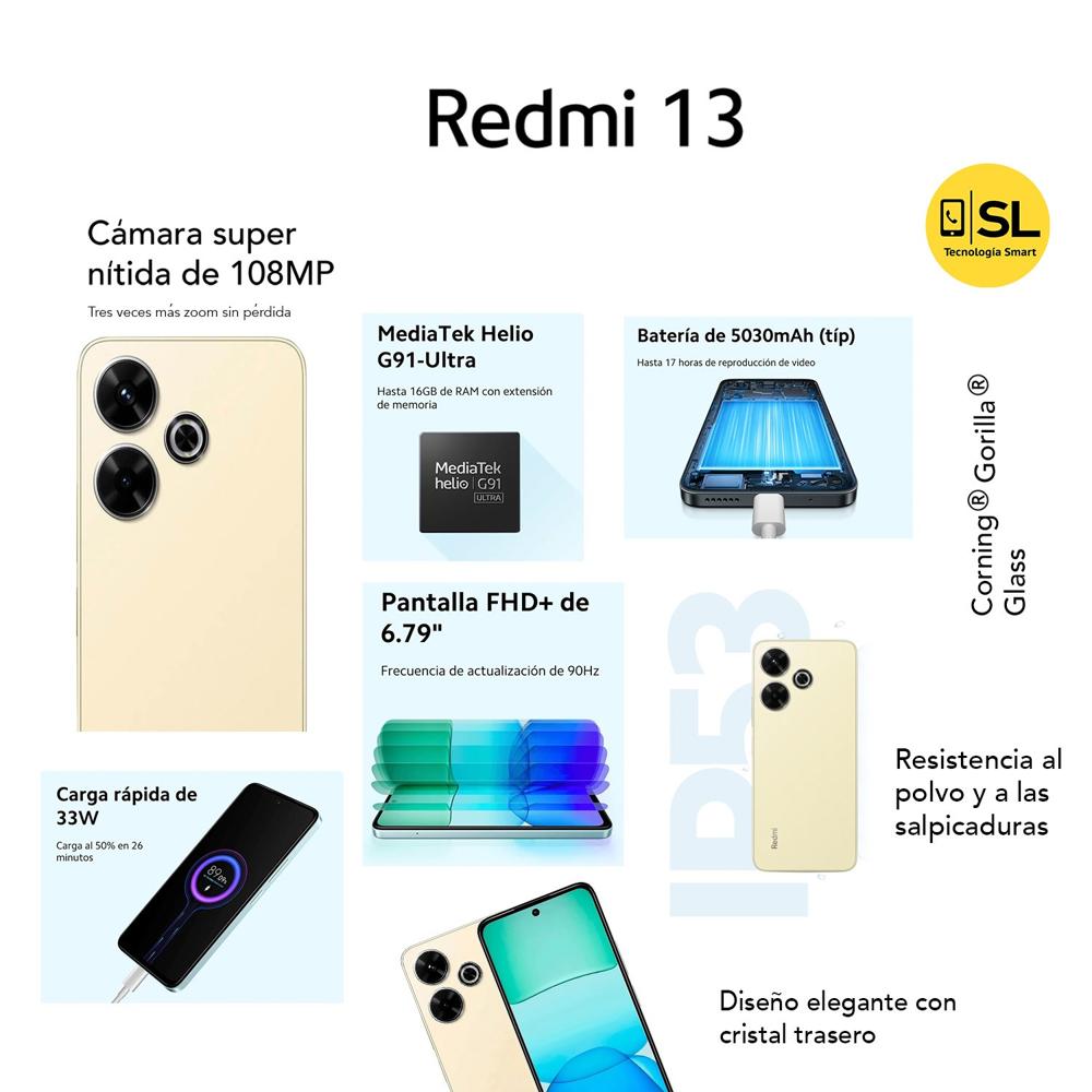 REDMI 13 6GB RAM 128GB COLOR DORADO ARENA