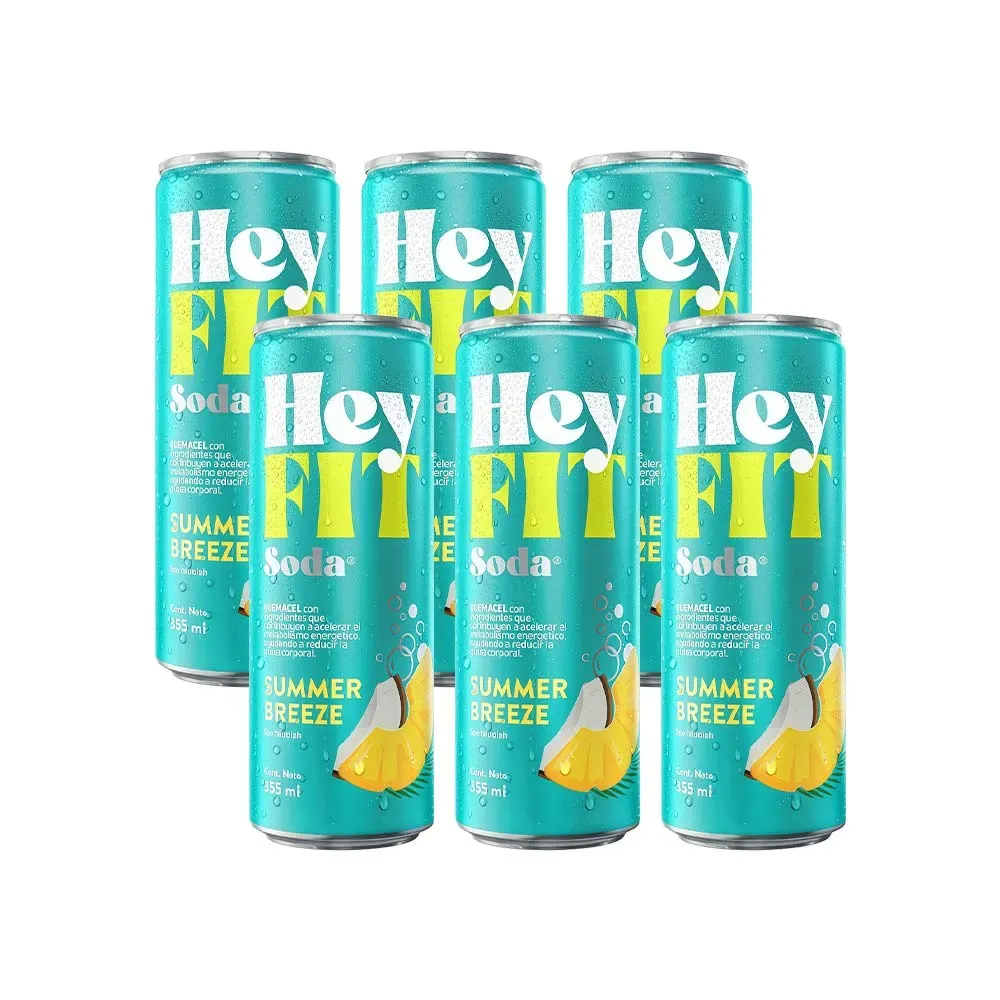 Gaseosa HEY FIT Soda Summer Breeze Lata 355ml Paquete 6 Latas 355ml c/u