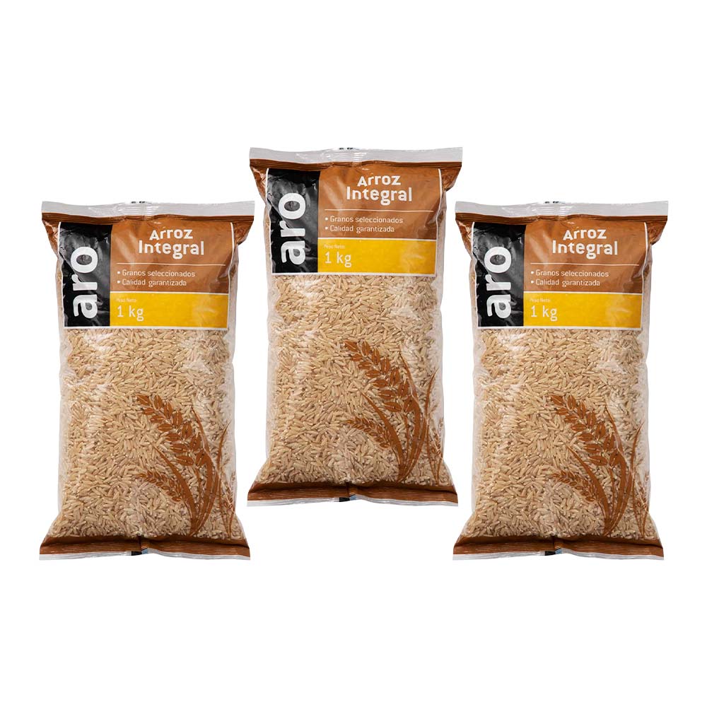 Pack Arroz Integal ARO Bolsa 1Kg x 3un
