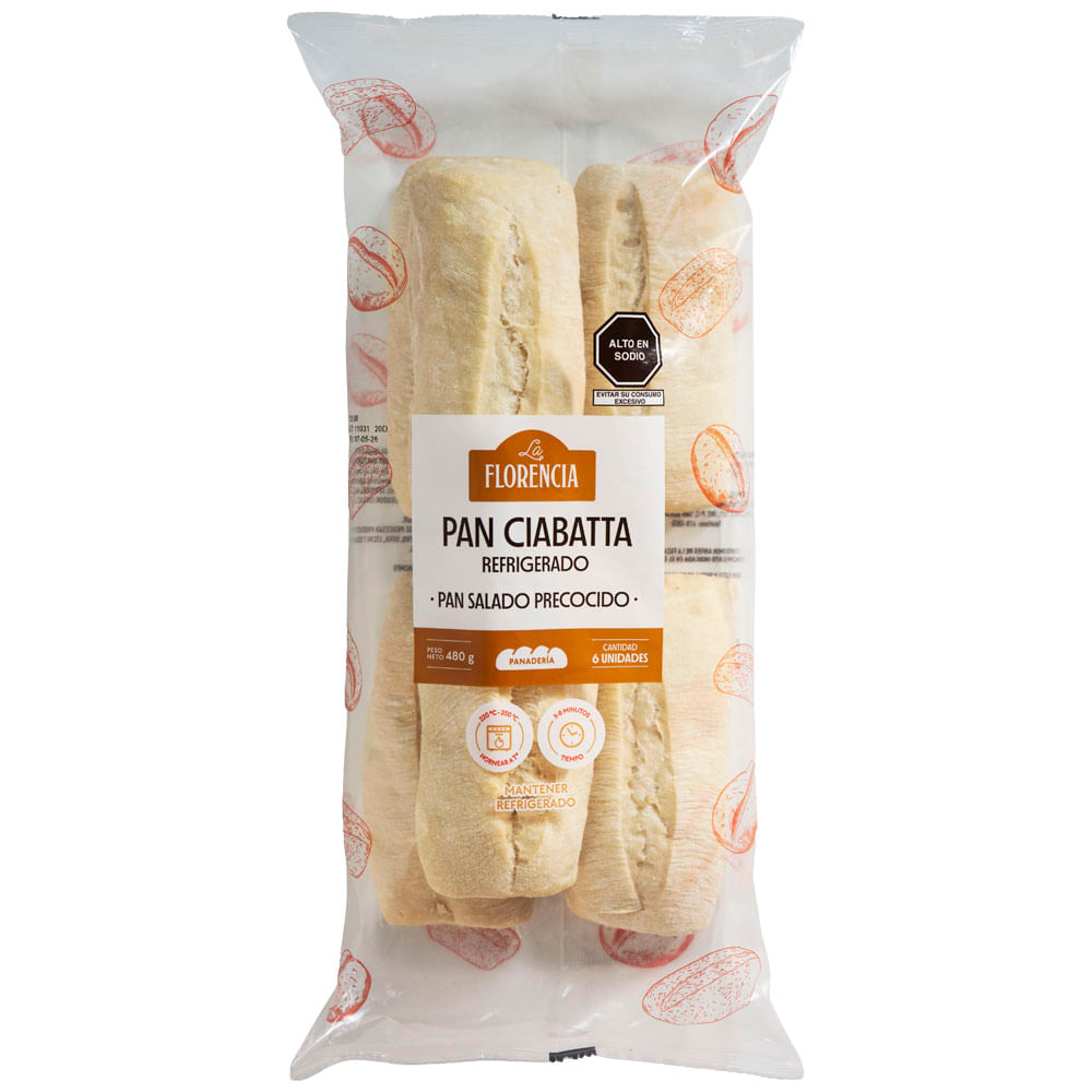 Pan Ciabatta Refrigerado LA FLORENCIA Bolsa 6un