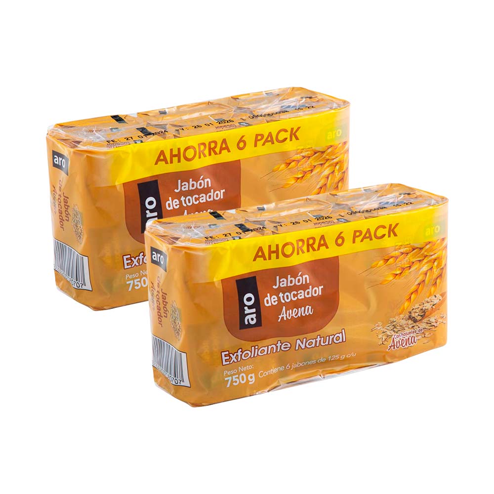 Pack Jabón de Tocador Avena ARO Sixpack 750g x 2un