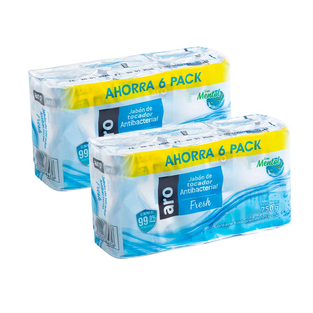 Pack Jabón de Tocador Fresh Antibacterial ARO Sixpack 750g x 2un