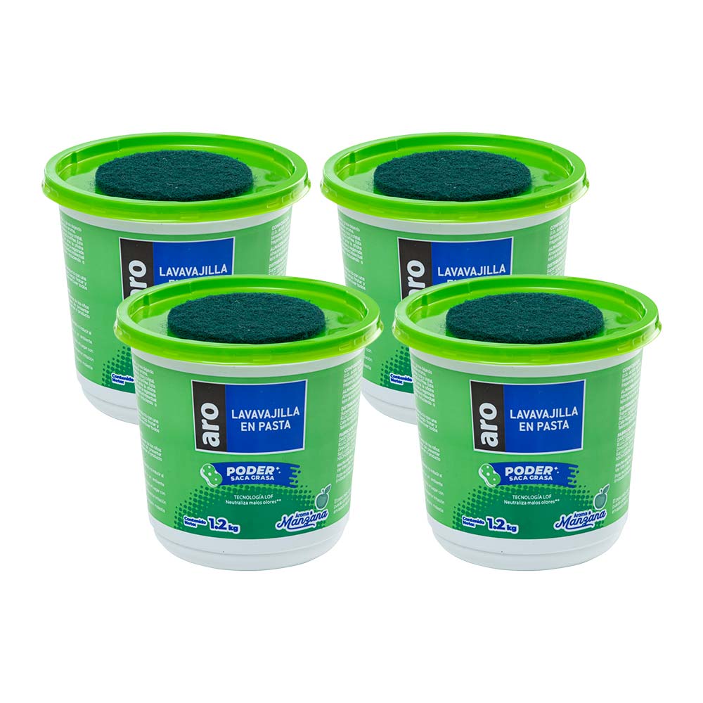 Pack Lavavajilla en Pasta ARO Aroma Manzana Pote 1.2Kg x 4un