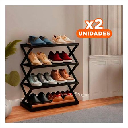 Pack2 Rackhogar 4 Niveles Color Negro para Calzado Y+Regalo Sticker