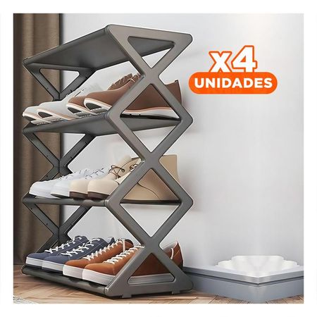 Pack4 Soporte Auxiliar De Calzado 4 Niveles Color Plomo Y+Papel Regalo