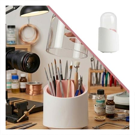 Soporte Giratorio Rosado para Cosmeticos y Maquillaje de Uso Diario Y+Ligas Regalo