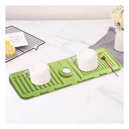 Alfombra de Drenaje para Lavadero de Silicona con Rayas Verde Claro Hogar Y+Papel Regalo