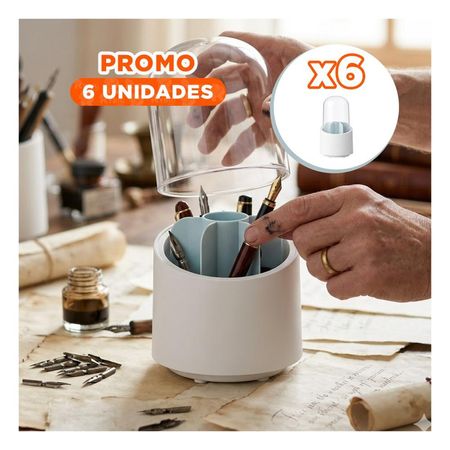 Pack6 Base Giratoria Celeste para Maquillaje y Accesorios de Tocador Y+Papel Regalo