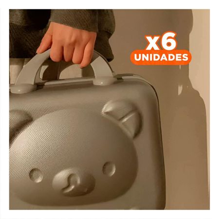 Pack6 Petaca Mini Multiusos Infantil de Oso con Tonos Plomo Y+Papel Regalo