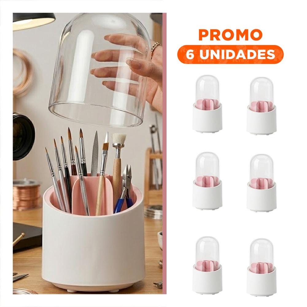 Pack6 Soporte Giratorio Rosado Organizador Multiuso para Belleza Diario