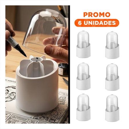 Pack6 Porta Cosmeticos Giratorio Blanco para Accesorios de Belleza Diario