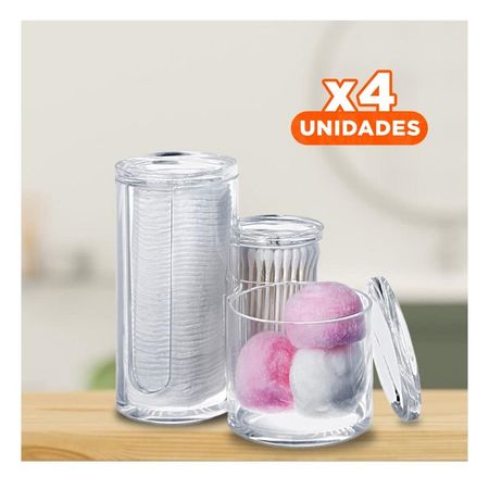 Pack4 Accesorio tubular acrilico con 3 espacios y tapa transparente Y+Papel Regalo