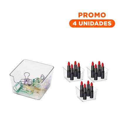 Pack4 Caja Cuadrada Acrilica Transparente para Escritorio y Casa Y+Regalo Sticker