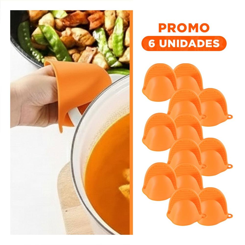 Pack6 Manos Accesorios de Silicona Naranja para Cocina y Hogar 7,3x9,5cm