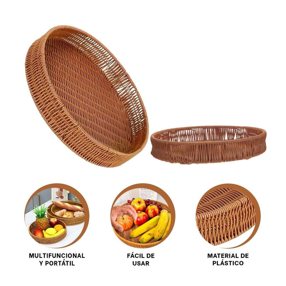 Plato Decorativo Tejido Circular 30cm Marron Orden Personal Diario Extra Y+Ligas Regalo