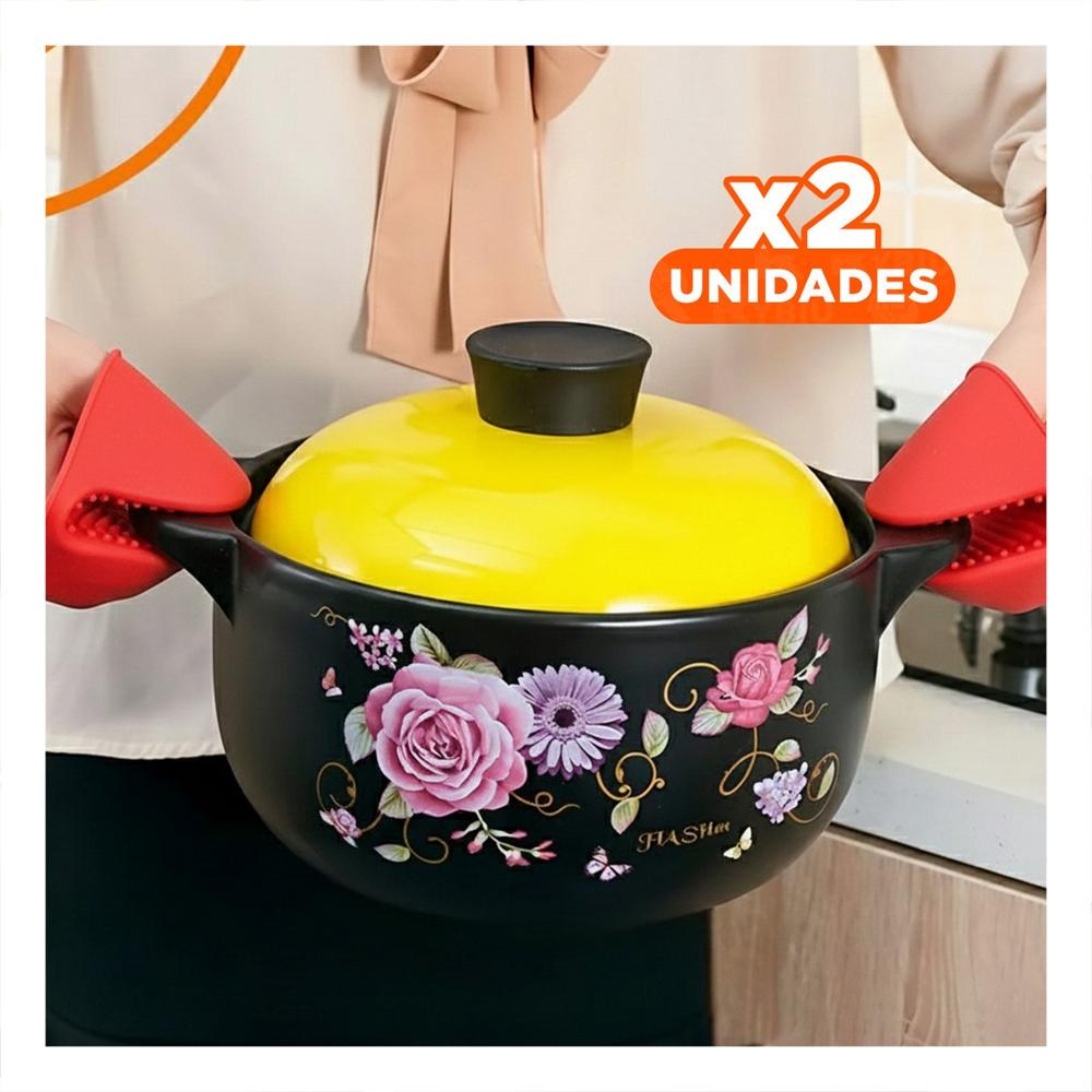 Pack2 Accesorios Manoplas de Silicona Rojo para Cocina y Hogar 7,3x9,5cm Y+Regalo Sticker