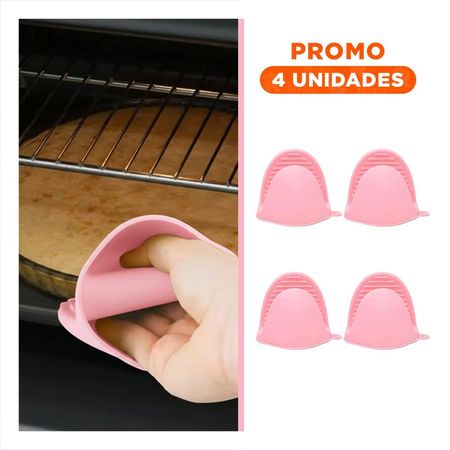 Pack4 Manos Cubiertos de Silicona Rosado para Preparar Alimentos 7,3x9,5cm Y+Regalo Sticker
