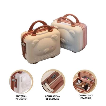Maleta Mini Portatil de Oso con Uso Multiusos y Acabado Beige Y+Ligas Regalo
