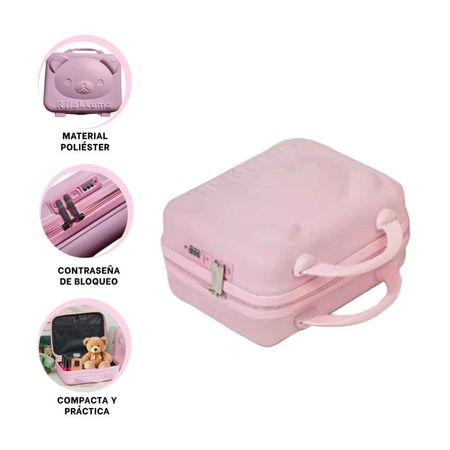 Maleta Mini Portatil de Oso con Uso Multiusos y Acabado Rosado Y+Ligas Regalo
