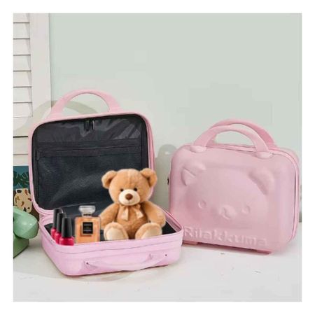 Maleta Mini Multiusos Oso en Color Rosado con Interior Espacioso Y+Regalo Sticker