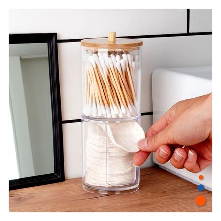 Organizador Doble de Acrilico con Tapa de Madera Transparente Orden Diario Y+Papel Regalo