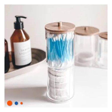 Organizador Doble de Acrilico con Tapa de Madera Transparente Practico Plus Y+Ligas Regalo
