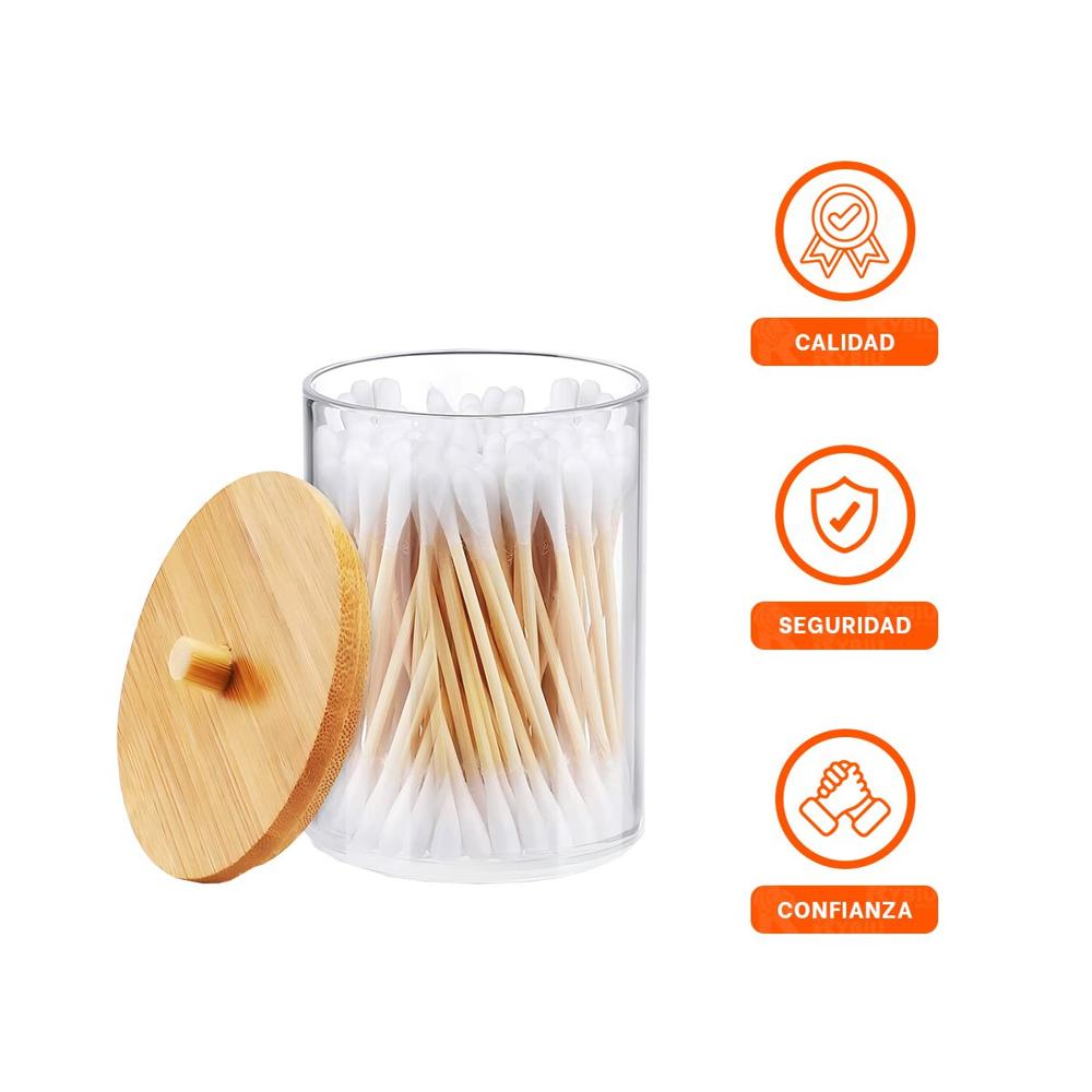 Organizador Acrilico con Tapa de Madera 7x11cm Transparente Uso Hogar Y+Ligas Regalo