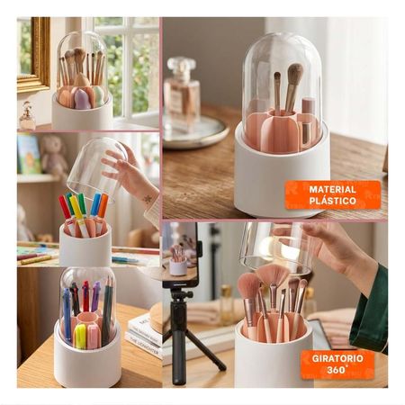 Organizador Giratorio Rosado para Cosmeticos y Accesorios de Belleza