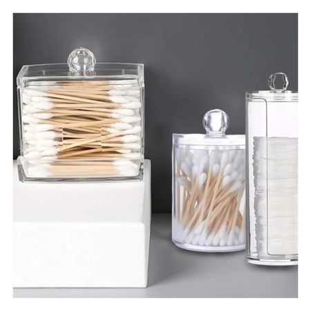 Pack de Contenedores Organizadores de Acrilico Transparente para Hisopos Y+Regalo Sticker