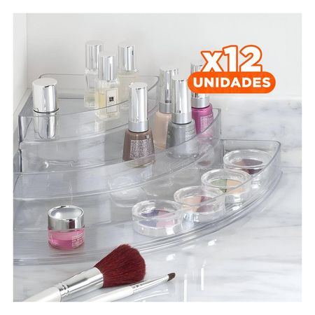 Pack12 Porta Productos de Acrilico Transparente 3 Niveles para Escritorio