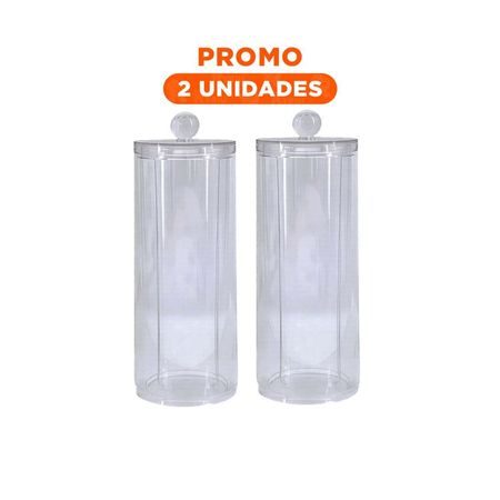 Pack2 Contenedor Acrilico de algodon con tapa transparente para aseo hogar