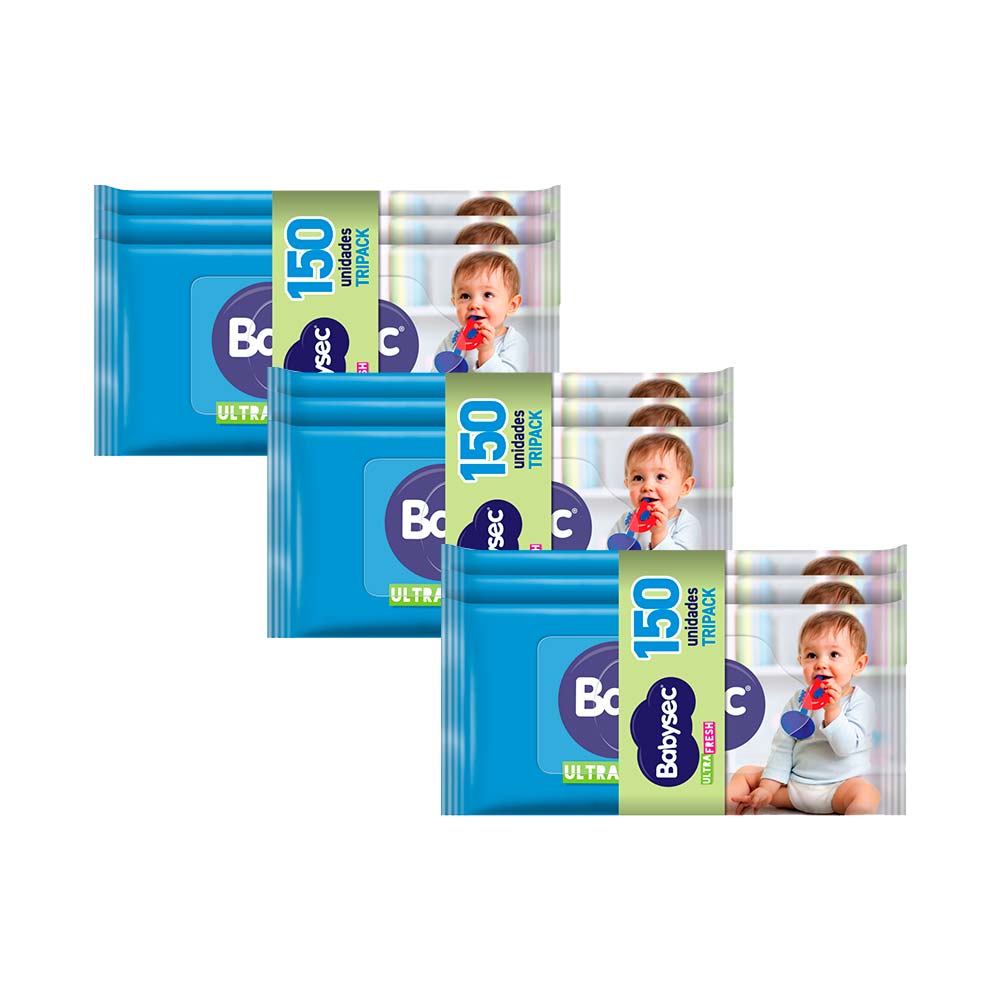 Pack Toallitas Húmedas para Bebé BABYSEC Ultra con Aloe Vera Paquete 50un Pack 3un x 3un