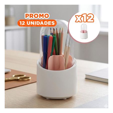 Pack12 Porta Cosmeticos Giratorio Rosado para Uso Diario en Tocador