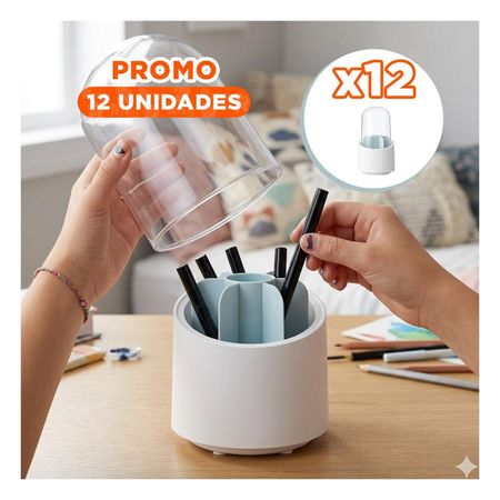 Pack12 Porta Cosmeticos Giratorio Celeste Organizador Multiuso de Tocador