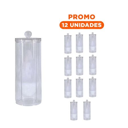 Pack12 Organizador Acrilico con tapa transparente para algodon en aseo hogar Y+Regalo Sticker