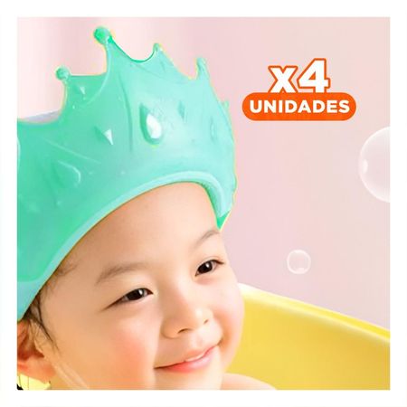Pack4 Gorro Infantil Ajustable de Ducha con Forma   Verde Agua Y+Papel Regalo