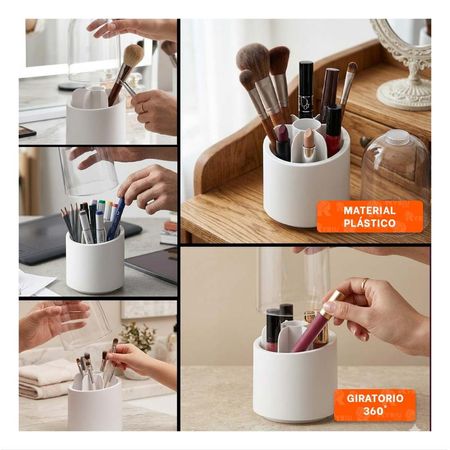 Base Giratoria Blanca Organizador de Cosmeticos para Tocador Diario Y+Regalo Sticker