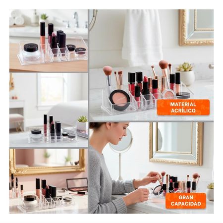 Caja de Acrilico 11 Divisiones Transparente Organizador para Cosméticos