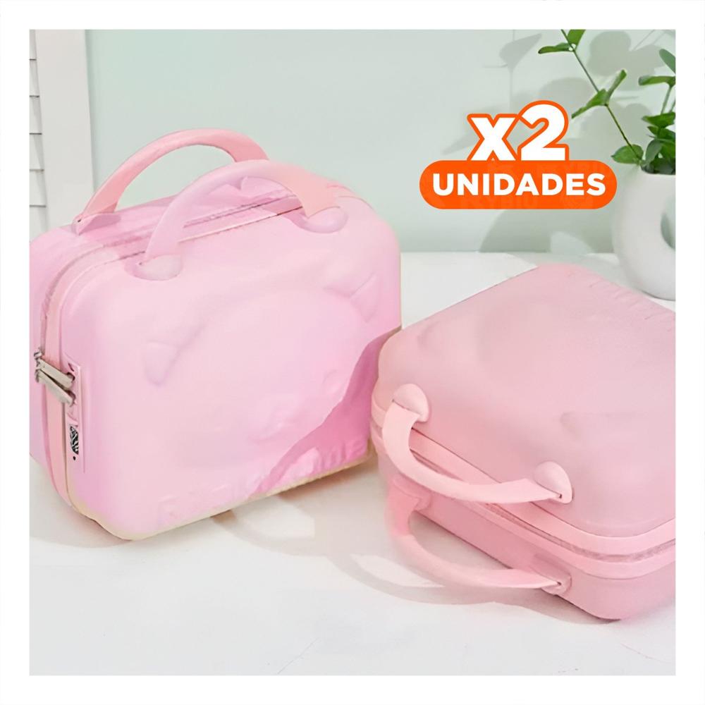 Pack2 Mini Maleta Multiusos Infantil de Oso con Color Rosado y Cierre Practico Y+Regalo Sticker