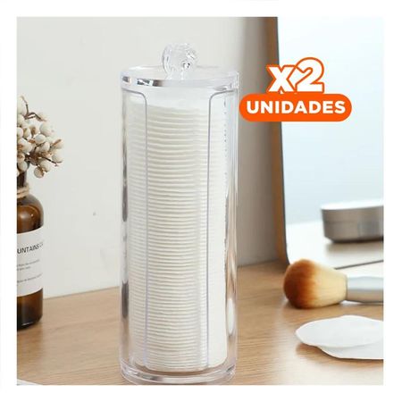 Pack2 Organizador Acrilico de algodon con tapa transparente para aseo y tocador Y+Papel Regalo