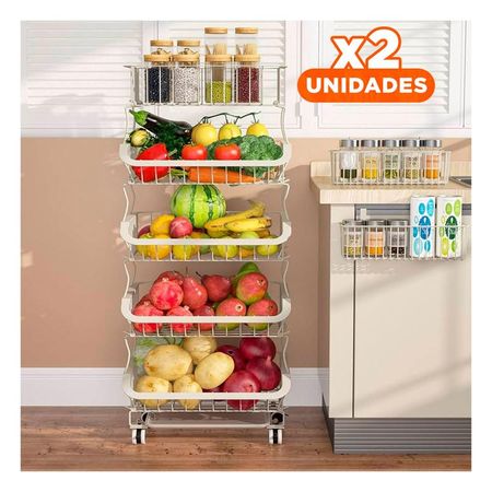 Pack2 Canasta almacenaje 5 niveles acero blanco con estructura resistente Y+Papel Regalo