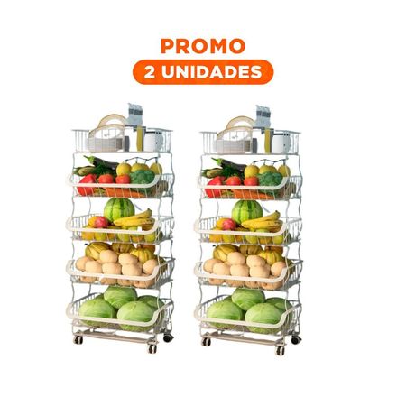 Pack2 Canasta apilable 5 niveles para cocina acero blanco perfecta para uso diario