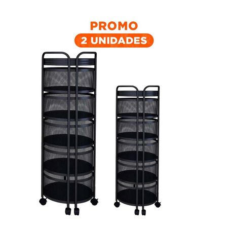 Pack2 Modulo Movil Circular de Cinco Niveles con Llantas para Uso Domestico