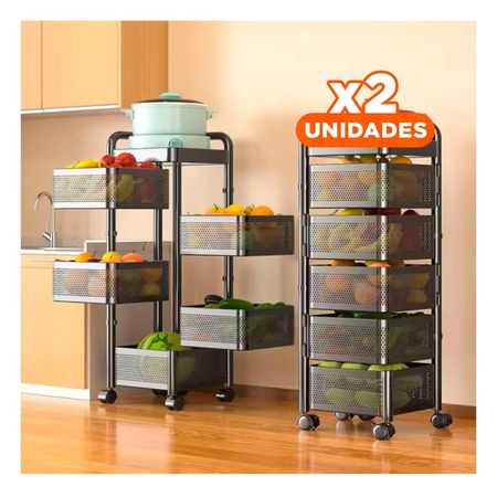 Pack2 Modulo Movil Cuadrado de Cinco Niveles con Llantas para Ambientes Y+Papel Regalo