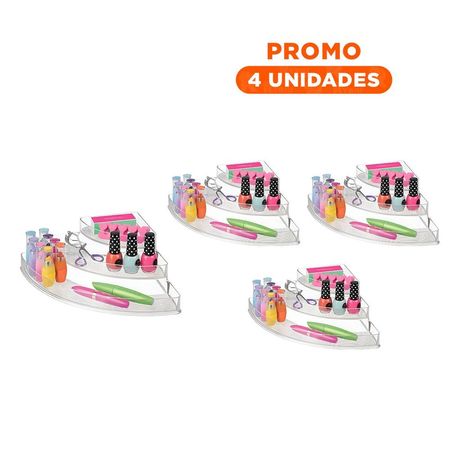 Pack4 Organizador de Maquillaje de Acrilico Transparente 3 Niveles Y+Regalo Sticker