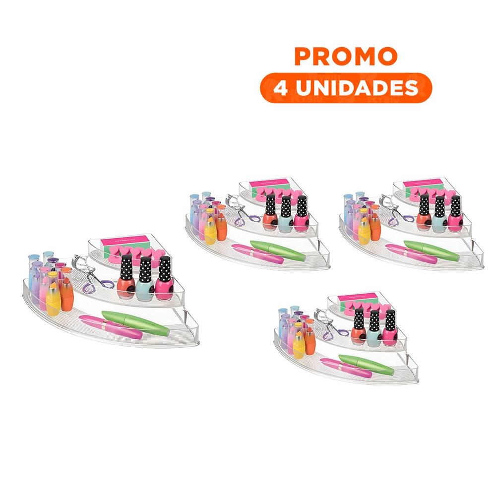 Pack4 Organizador de Maquillaje de Acrilico Transparente 3 Niveles Y+Regalo Sticker
